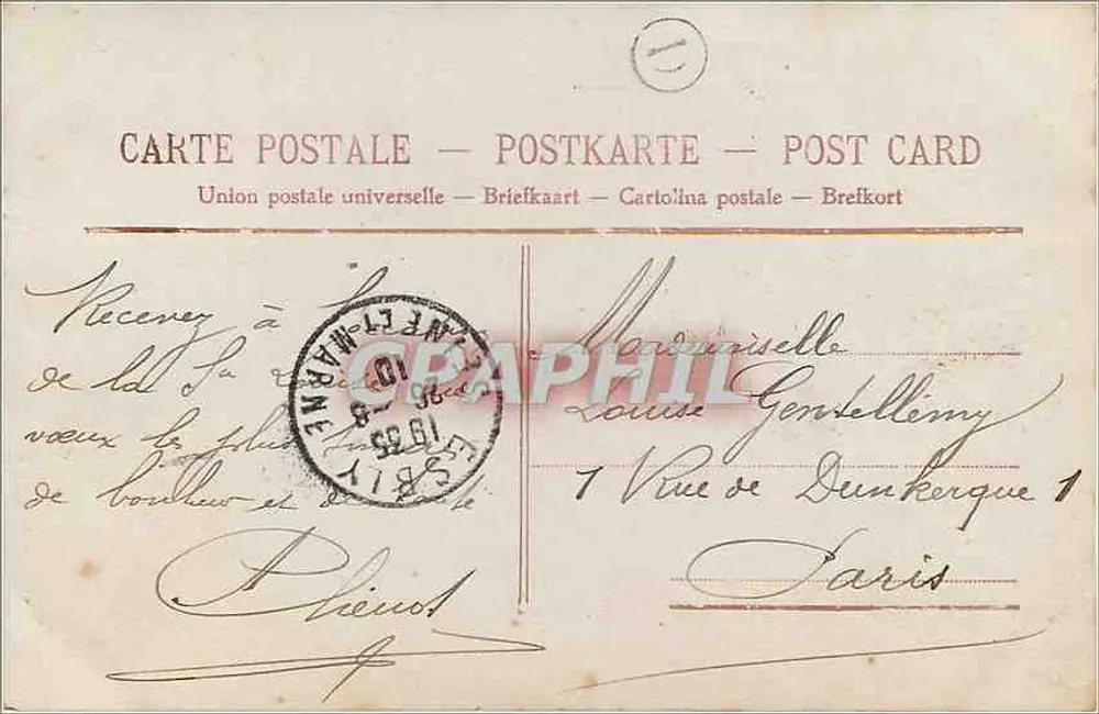 Menina com buquê de rosas — Lembrete — Editor desconhecido, n° 4105 - Verso