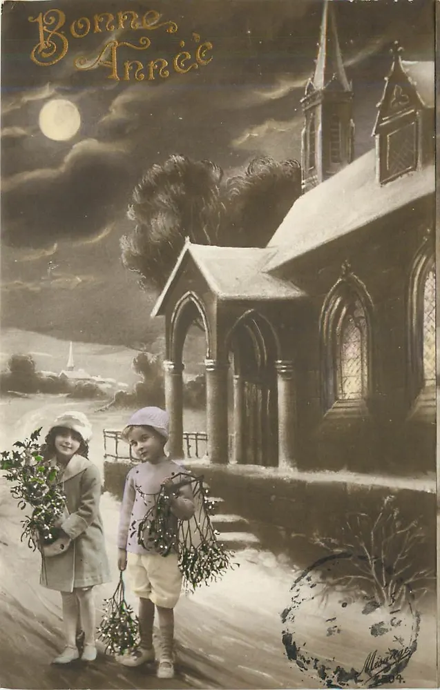 Twee kinderen voor een gesneeuwde kerk — Goed jaar — uitgever Maigret, n° 284 - Voorkant