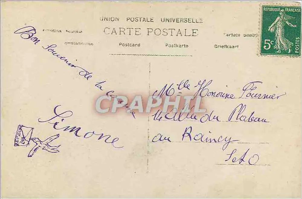 Casal ao ar livre — Mille baisers — editor desconhecido, n° 160 - Verso