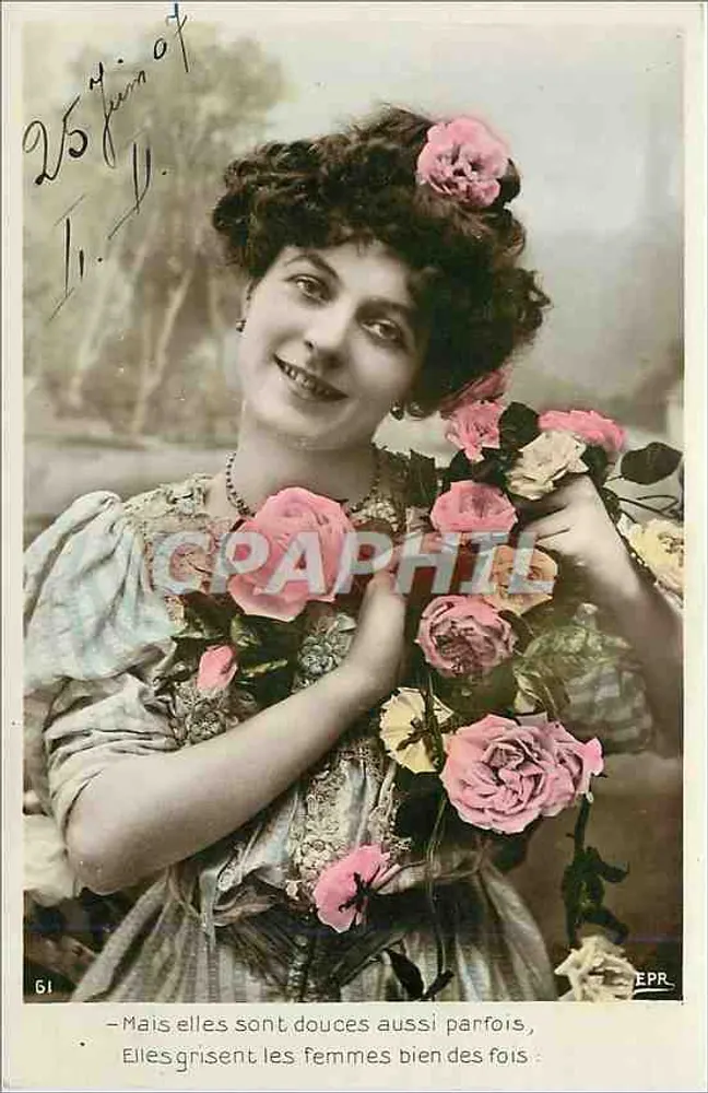 Frau mit Rosen — poetischer Text — EPR, Nr. 61 - Vorderseite