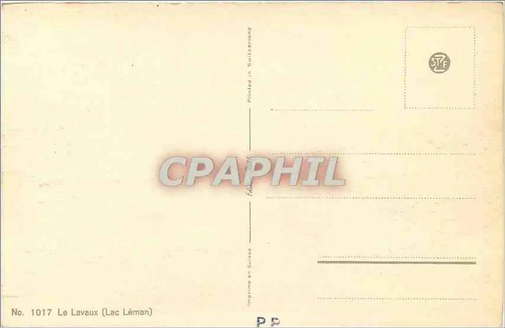 Le Lavaux — Lago Léman — impressa na Suíça, n° 1017 - Verso