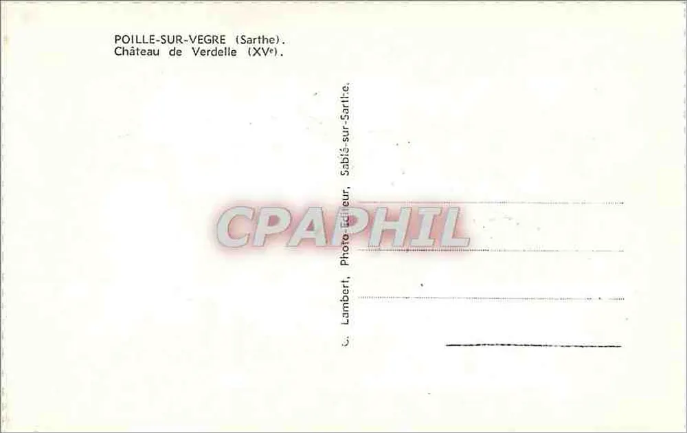 Château de Verdele — Poille-sur-Vègre (Sarthe) — Lambert, Verlag - Rückseite