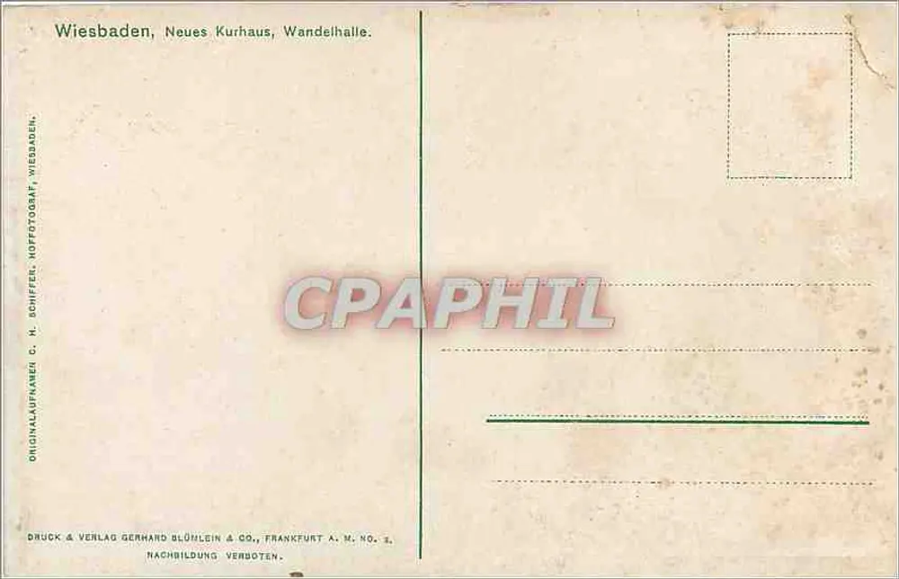 Wiesbaden, Neues Kurhaus, Wandelhalle — Verlag C. H. Schiffer, Wiesbaden - Rückseite