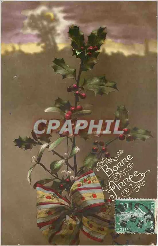Bouquet de houx — Bonne Année — Wydawca nieznany, numer serii nie widoczny - Awers