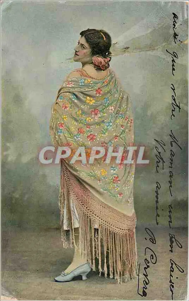 Mulher com lenço bordado — Valência, 1910 — editor não identificado - Frente