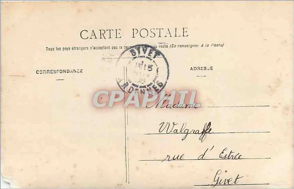 Femme tenant un panier de fleurs — Bonne Fête Denise Adnet — éditeur inconnu - Verso