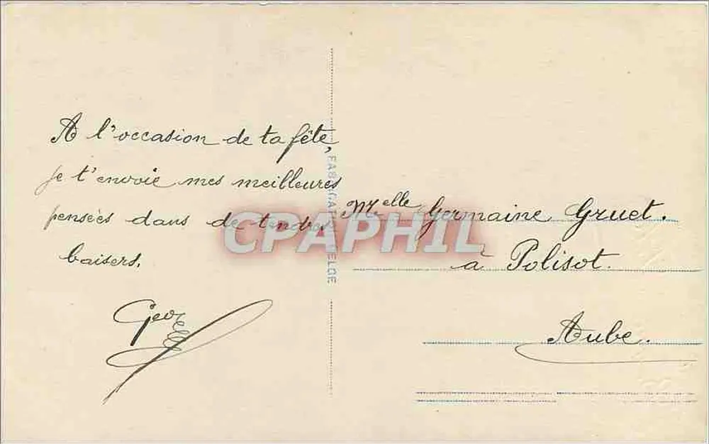 Jeune homme en costume de soirée — Bonne Fête 1932 — Éditeur P. Gruet, n° 5428 - Verso