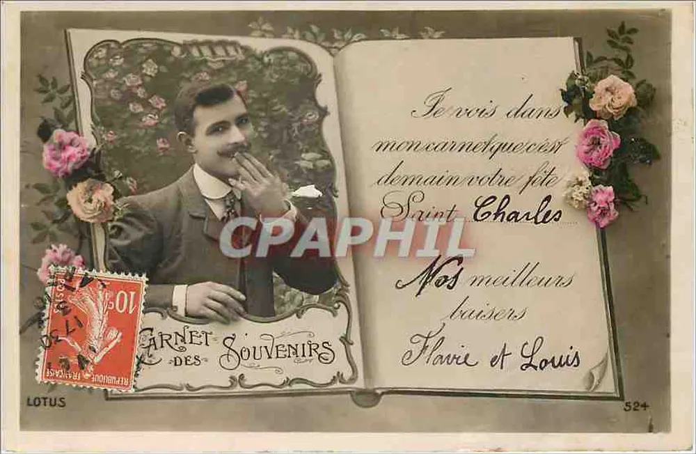 Homme en costume — Carnet des Souvenirs — éditeur LOTUS n°524 - Recto