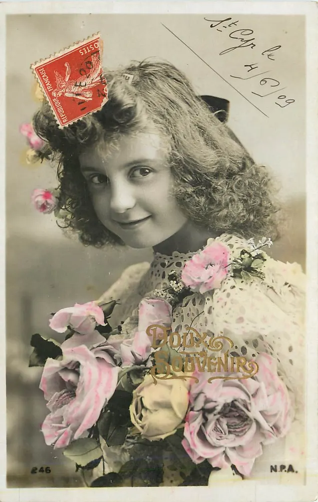Menina com buquê de rosas — Lembrete doce — N.P.A. n°246 - Frente