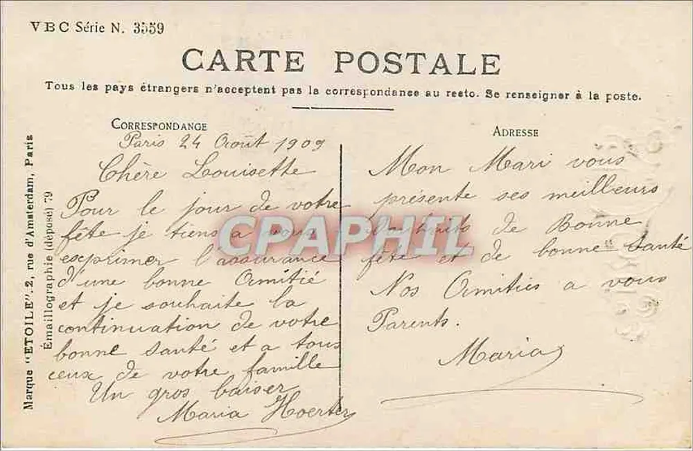 Sainte Louise — Publisher VBC, Series No. 3559 - Back