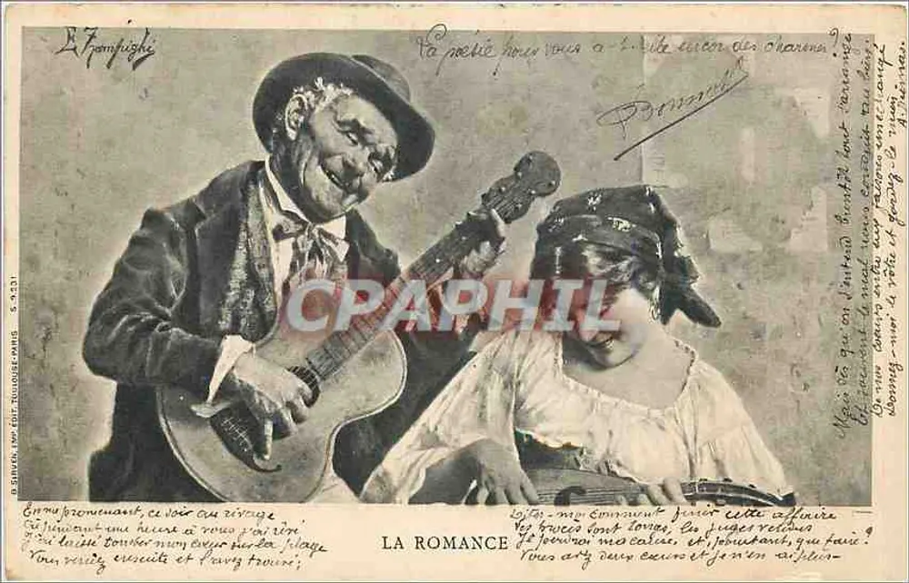 La Romance — cena de casal com violão — B. Frampighi, n° 931 - Frente