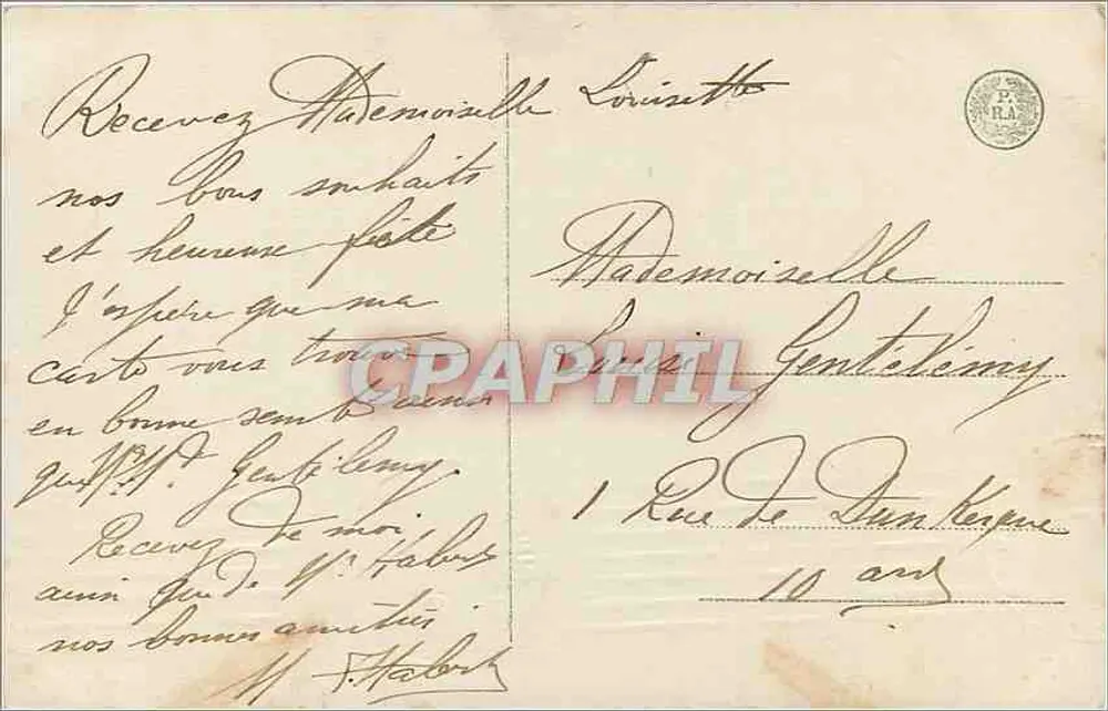 Jeune femme en robe fleurie — 'Bonne Fête' — éditeur C. Gentilémy, n° 2879/1 - Verso