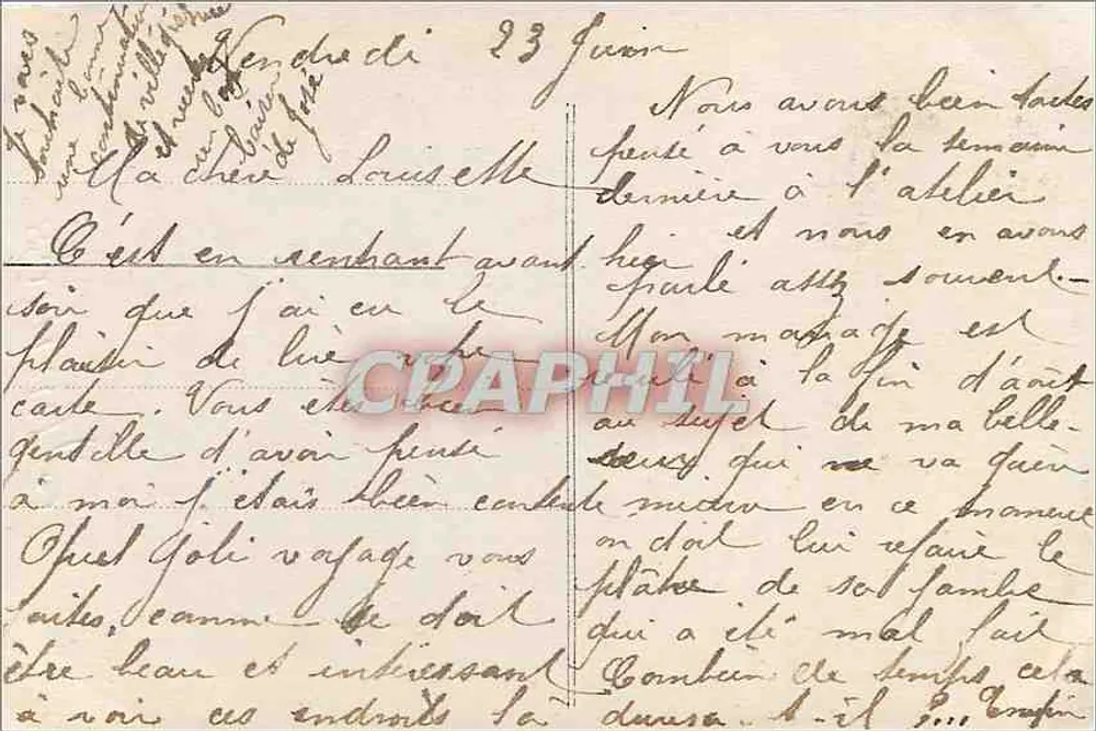 Jovem mulher com cabelos cacheados — segurando um buquê de flores — editor Fauwells, n° 1035 - Verso