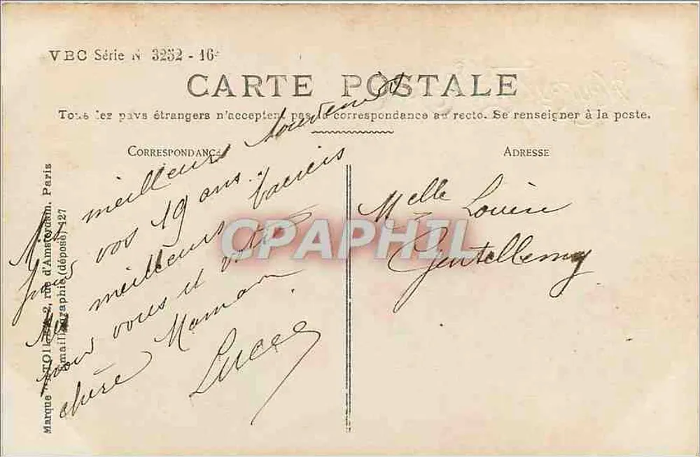 Jeune femme avec bouquet de fleurs — Heureux Anniversaire — VEC Série N° 3252-16 - Verso