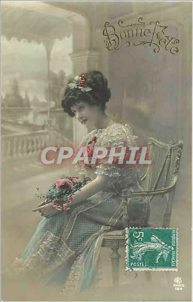 Vrouw zittend op een balkon — Banne-Lyse — uitgever Banne-Lyse, nr. 184 - Voorkant