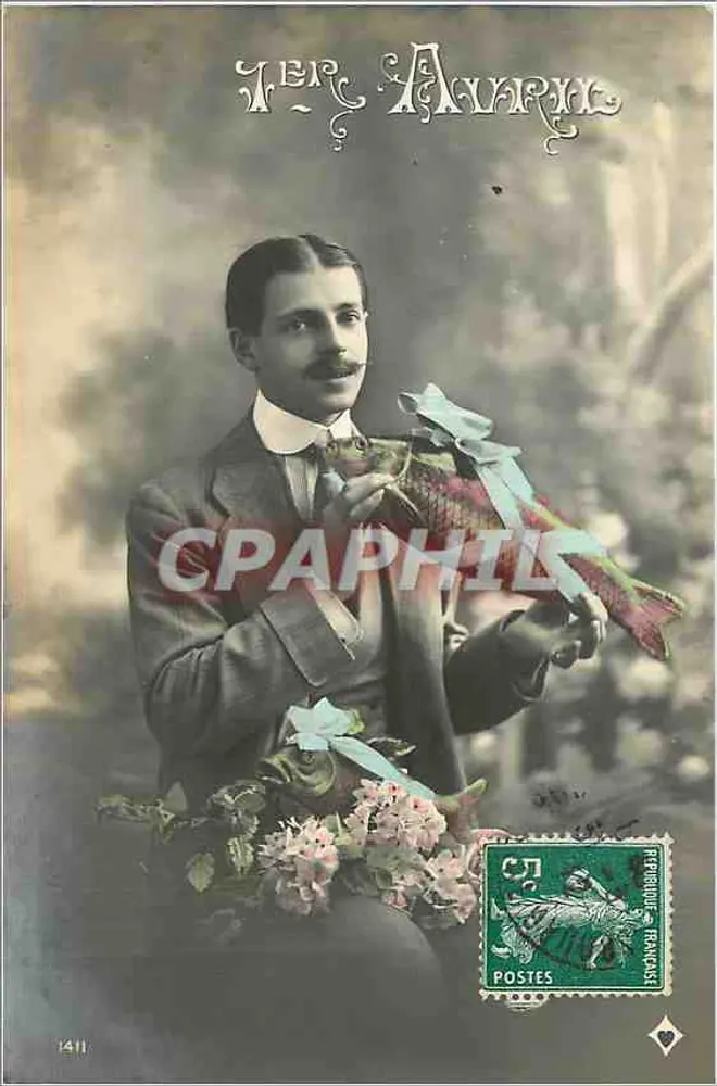Retrato de um homem com um pássaro — editor Ter Auvril, n°1411 - Frente