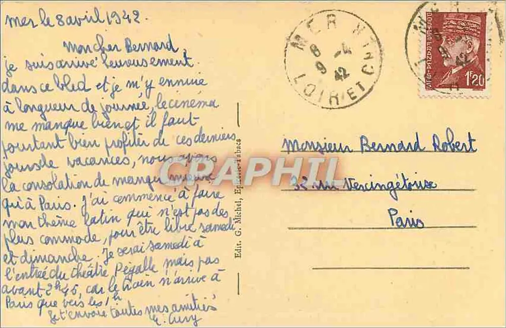 Vizinhança de Mer - Castelo de Chambord — Editor G. Michel, Épinay-sur-Orge - Verso