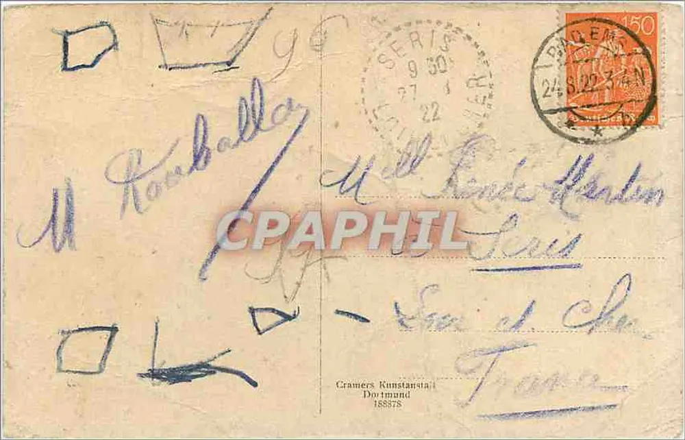 Bad Ems — Parte da Igreja Kaiser Wilhelm — editor Cramers Kunstanstalt - Verso