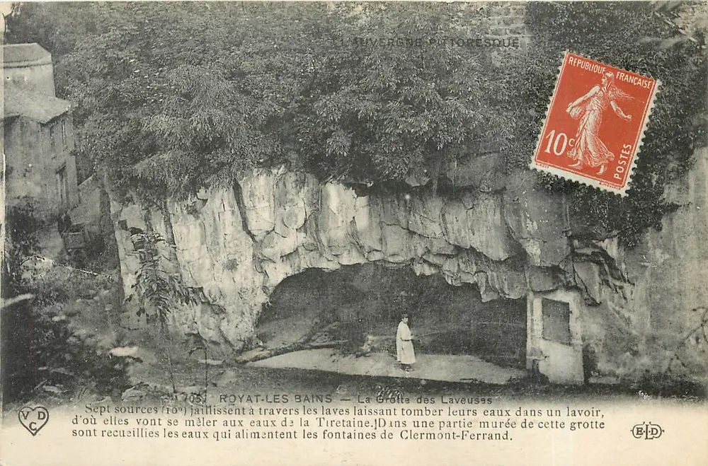 Royat-les-Bains — La Grotta delle Lavandaie — Editore E. Delcy, Parigi, n° 703 - Recto