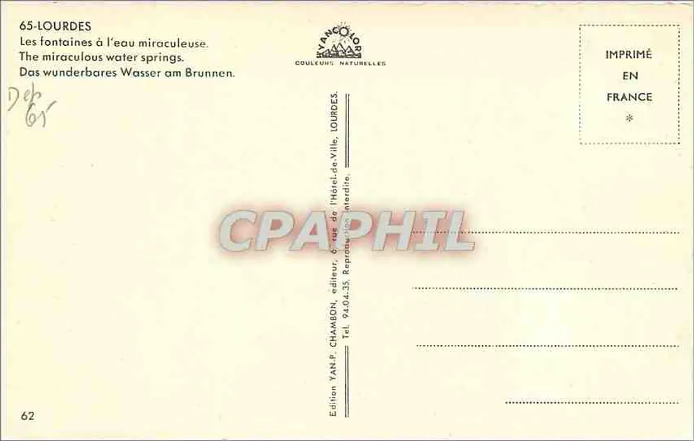 Lourdes — As fontes da água milagrosa — Edição Yan P. Chambron - Verso