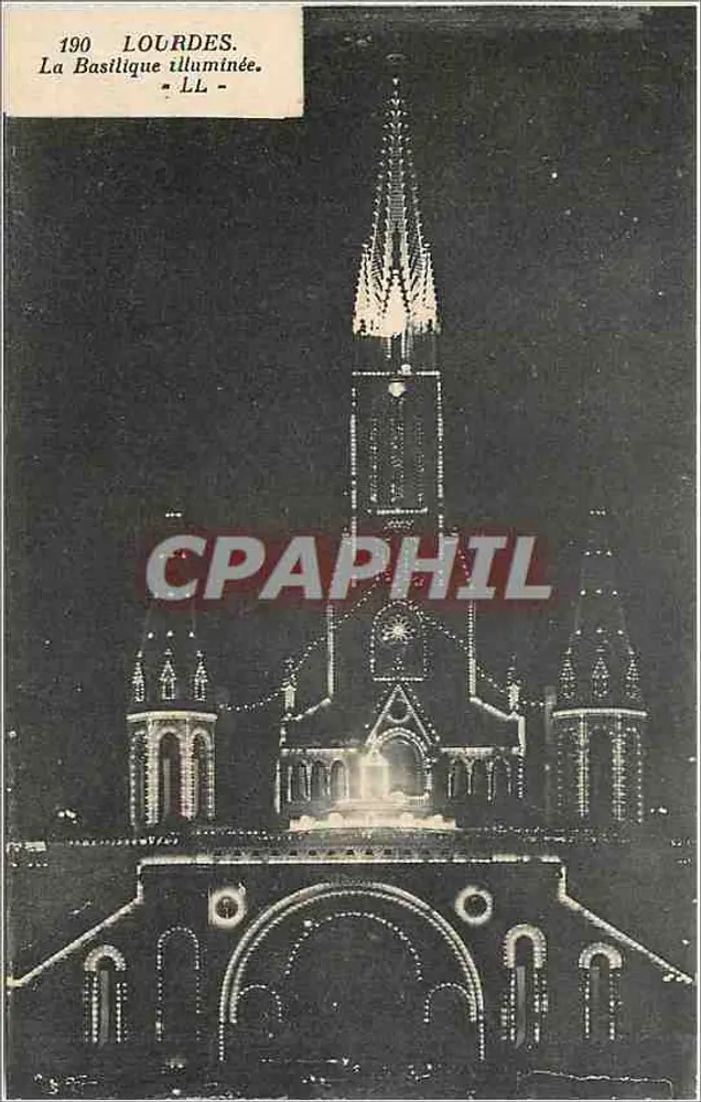Lourdes — A Basílica iluminada — LL - Frente