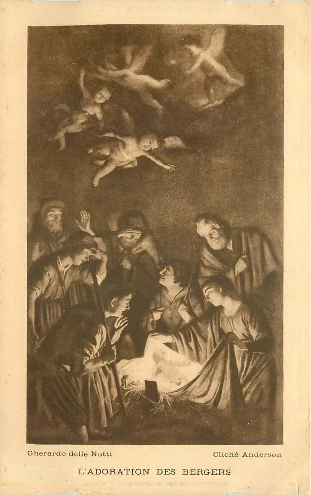 L'ADORATION DES BERGERS — reproduction d'une peinture de Gherardo delle Notti — Cliché Anderson - Recto