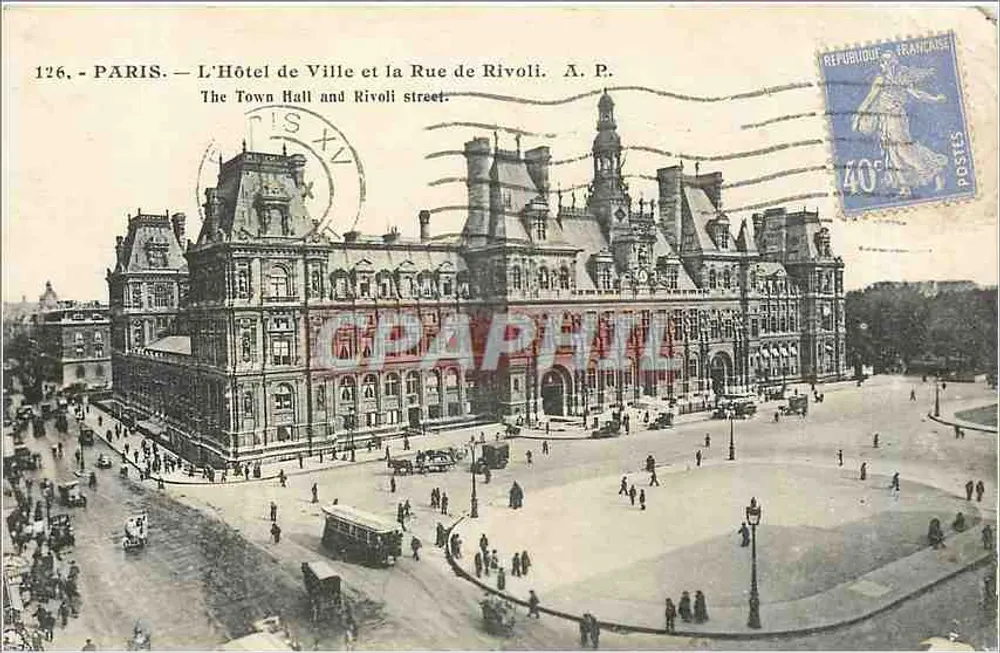 Paris — Das Rathaus und die Rue de Rivoli — A. P. n°126 - Vorderseite