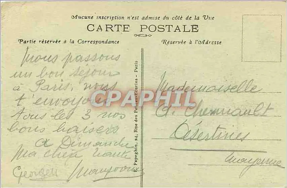 Paris — Das Rathaus und die Rue de Rivoli — A. P. n°126 - Rückseite