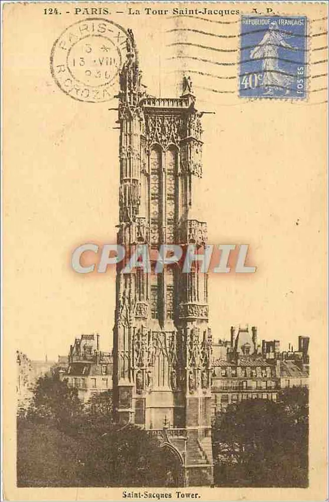 Paris — A Torre Saint-Jacques — A.P. n°124 - Frente