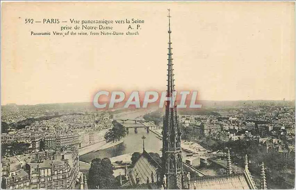 Paris — Panoramablick Richtung Seine von der Notre-Dame — A. P. n°592 - Vorderseite