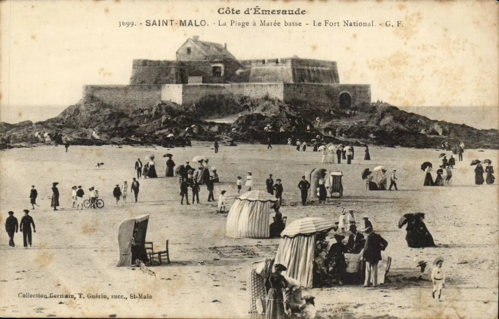 Saint-Malo — Die Strände bei Ebbe — Das Nationale Fort — G.F. — Sammlung Germain, T. Guérin, succ., St-Malo - Vorderseite