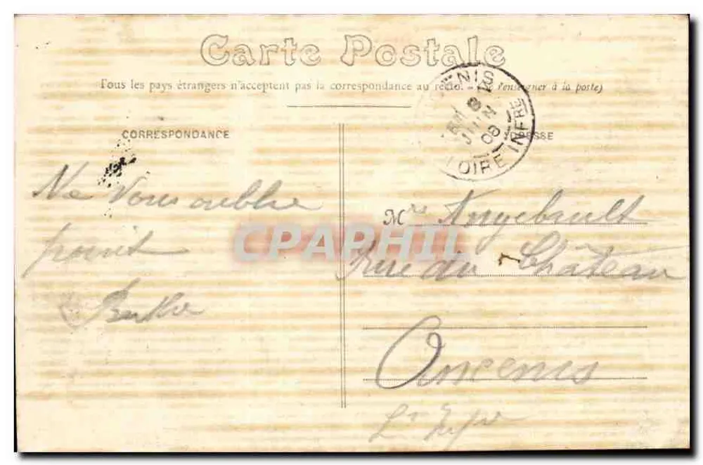 Dieppe — O cassino e os banhos — Editor G. Marchand, n° 404 - Verso