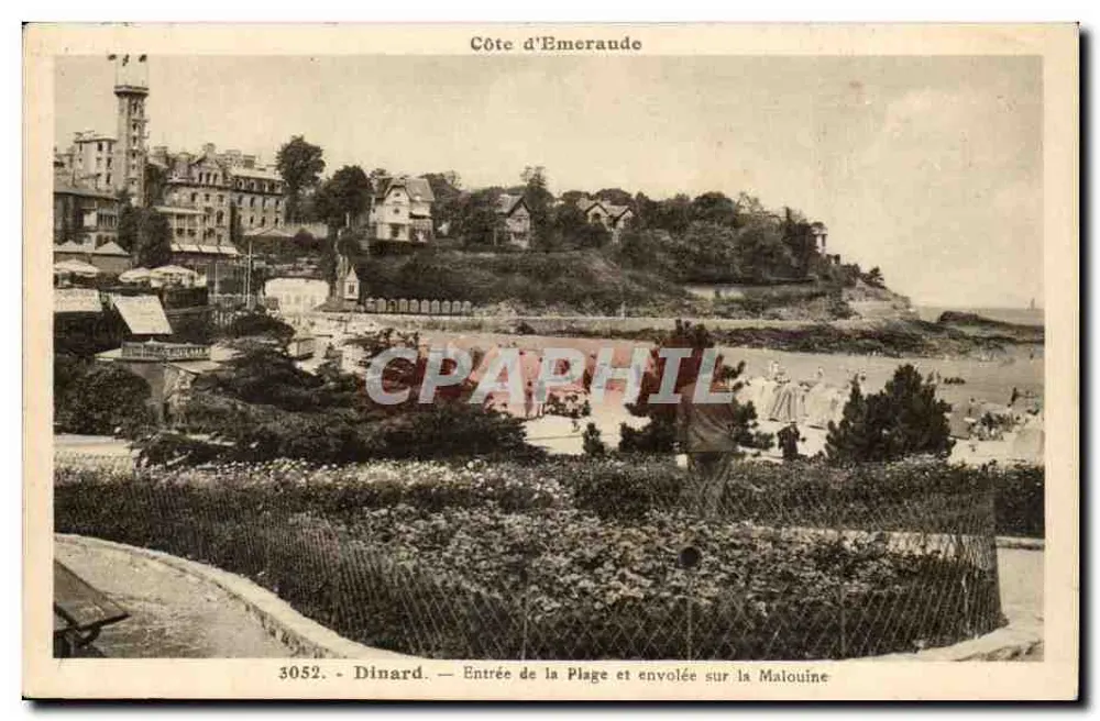 Dinard — Entrée de la Plage et envolée sur la Malouine — Côte d'Émeraude - Recto