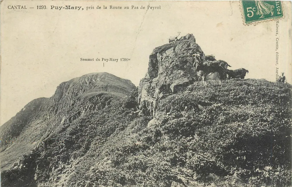 Puy-Mary — Gipfel des Puy-Mary 1786m — Verlag Maloux, Crete, Auriac - Vorderseite