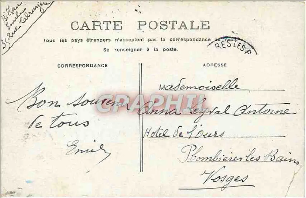 Paris - Avenue de l'Opéra — vista urbana com hotéis e carruagens — editor B. LUXY & Cie, n° 348 - Verso