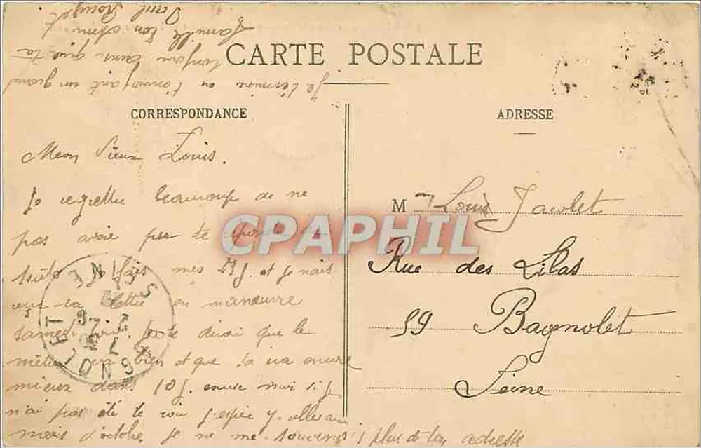 Dijon - Préfecture (ancien Hôtel Bouhier de Lantenay) — L. V., édit. - Verso