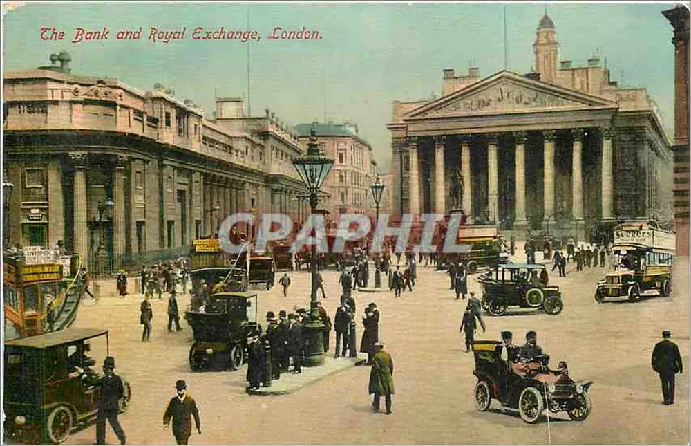 The Bank and Royal Exchange, London — Strand Series — imprimée en Saxe - Recto