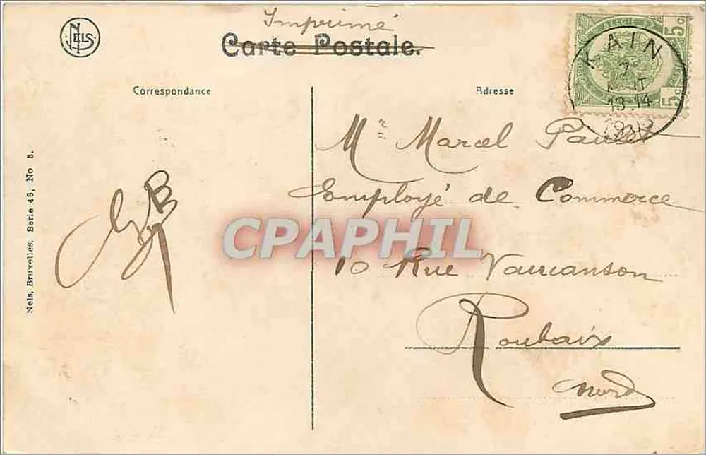 Tournai — A Estação — Impressora Neels, Série 48, No 8 - Verso