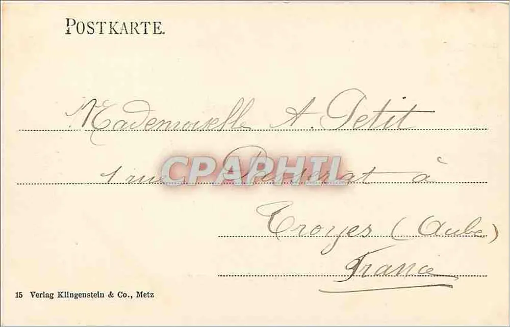 Metz — Quai St. Louis et cathédrale — Verlag Kllingenstein & Co., Metz, n°15 - Verso