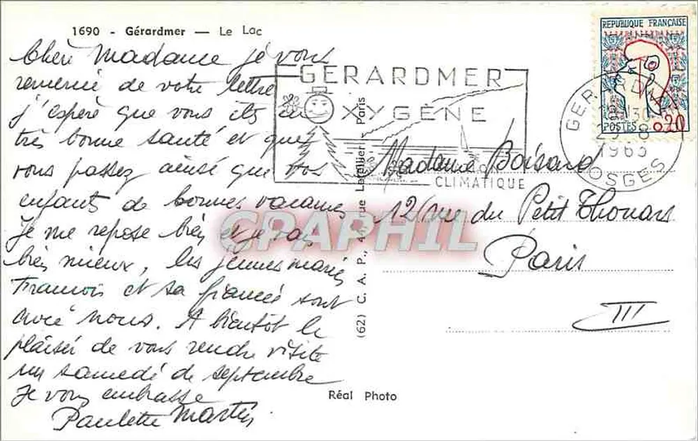 Gérardmer — O Lago — Cabo - Verso