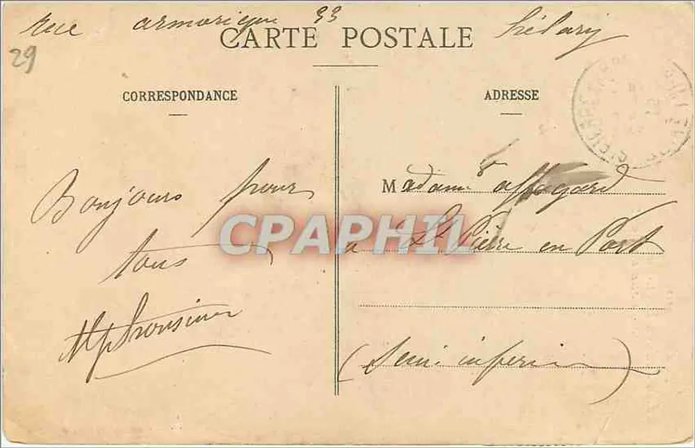 Les Jeunes Bretons vous saluent — Coleção Villard, Quimper — n° 4212 - Verso