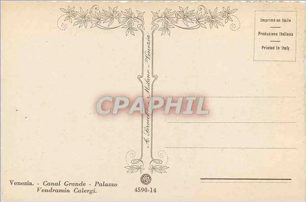 Venedig - Großer Kanal - Palazzo Vendramin Calergi — A. Brecchi - Mailand - 4590-14 - Rückseite