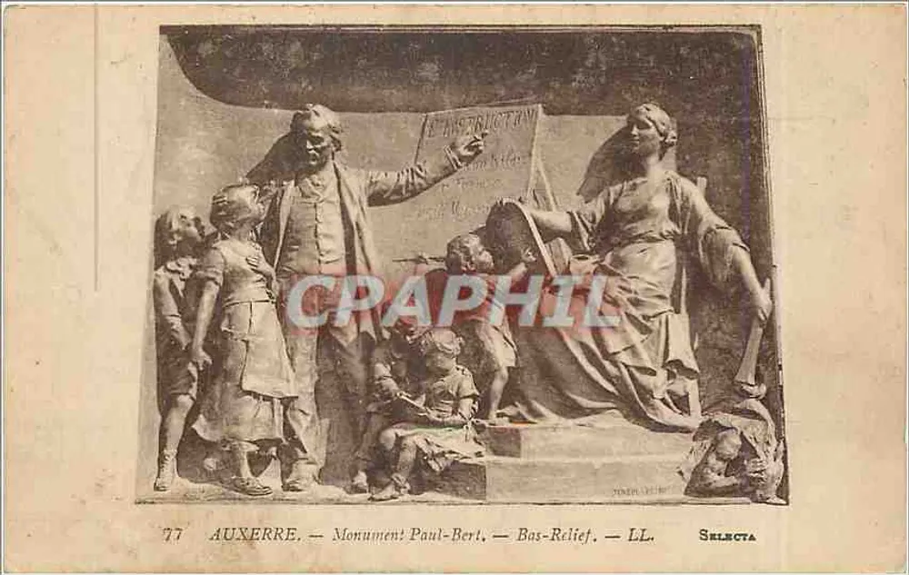 Auxerre — Monumento Paul-Bert — Bas-relief — Selecta - Frente