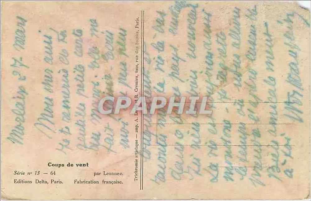 Mulher sob a chuva — Ventos — Edições Delta, Paris, Série n° 13 - 64 - Verso