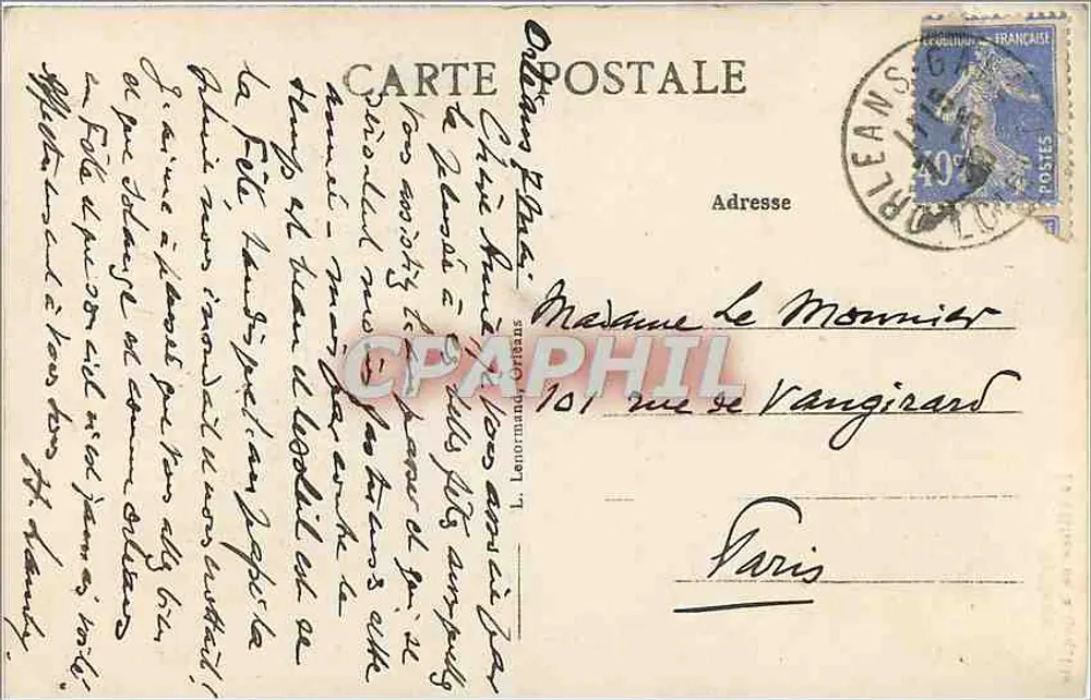 Orléans — La Maison de la Coquille — Editore L. Felfine & Cie, n° 171 - Verso