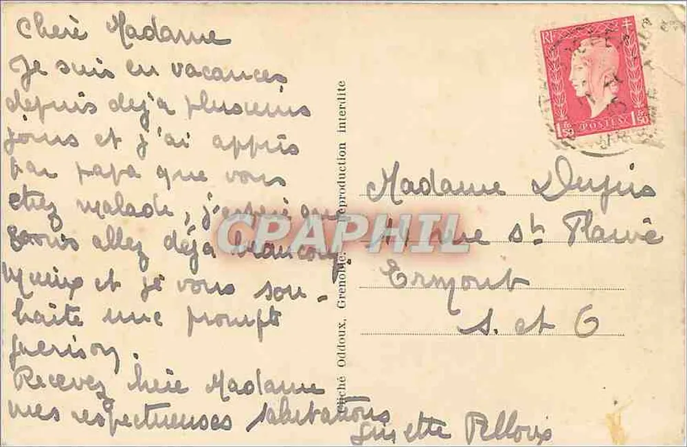 Grenoble — The Isère and the Alps — publisher Ouldoux - Back