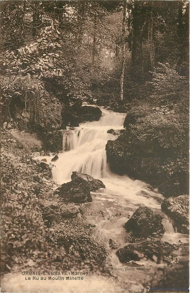 Orbais-l'Abbaye (Marne) — Le Ru au Moulin Minette — Olivier, photo Airbaus - Recto