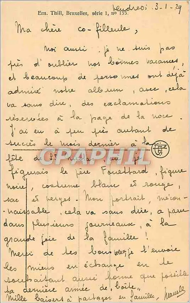 Bruxelas - Monumento a Léopoldo II — editor Ern. Thill, série 1, n° 155 - Verso
