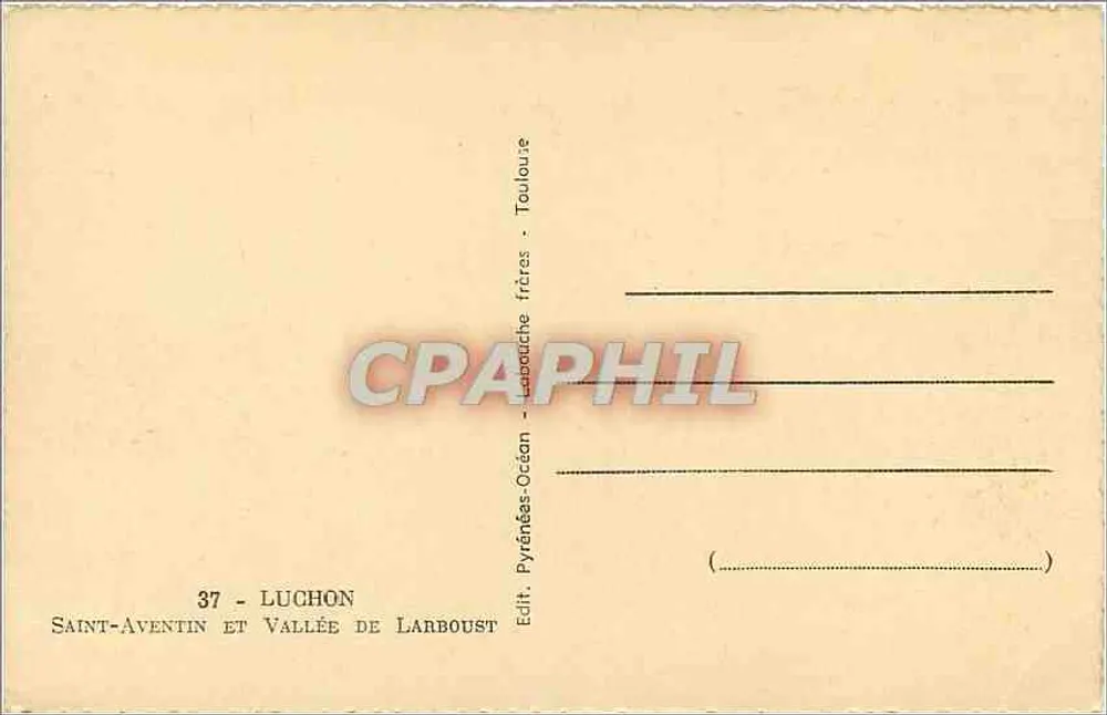 Igreja de Saint-Aventin — Vale de Larboust — Edição Lapeyache frères, Toulouse - Verso