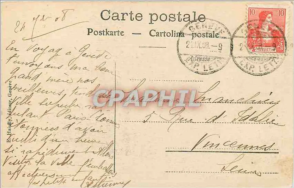 Genebra e o Mont-Blanc — 50. — Editor Hainly, n°50 - Verso